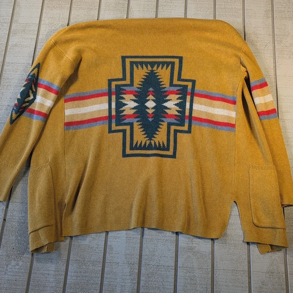 Pendleton Chief Aztec Cardigan‎ Jacket Mens S Southwest Tribal Cotton Open Front - Picture 10 of 10